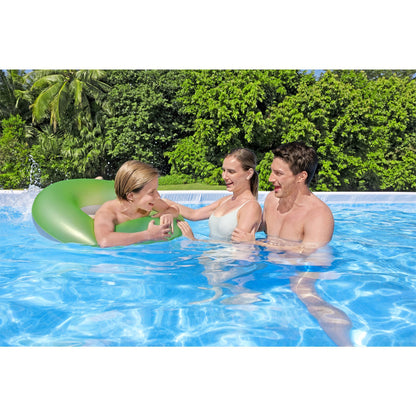 Bestway Power Steel Rectangular Metal Frame Above Ground Swimming Pool Set with 1500 GPH Sand Filter Pump, Ladder, and Pool Cover