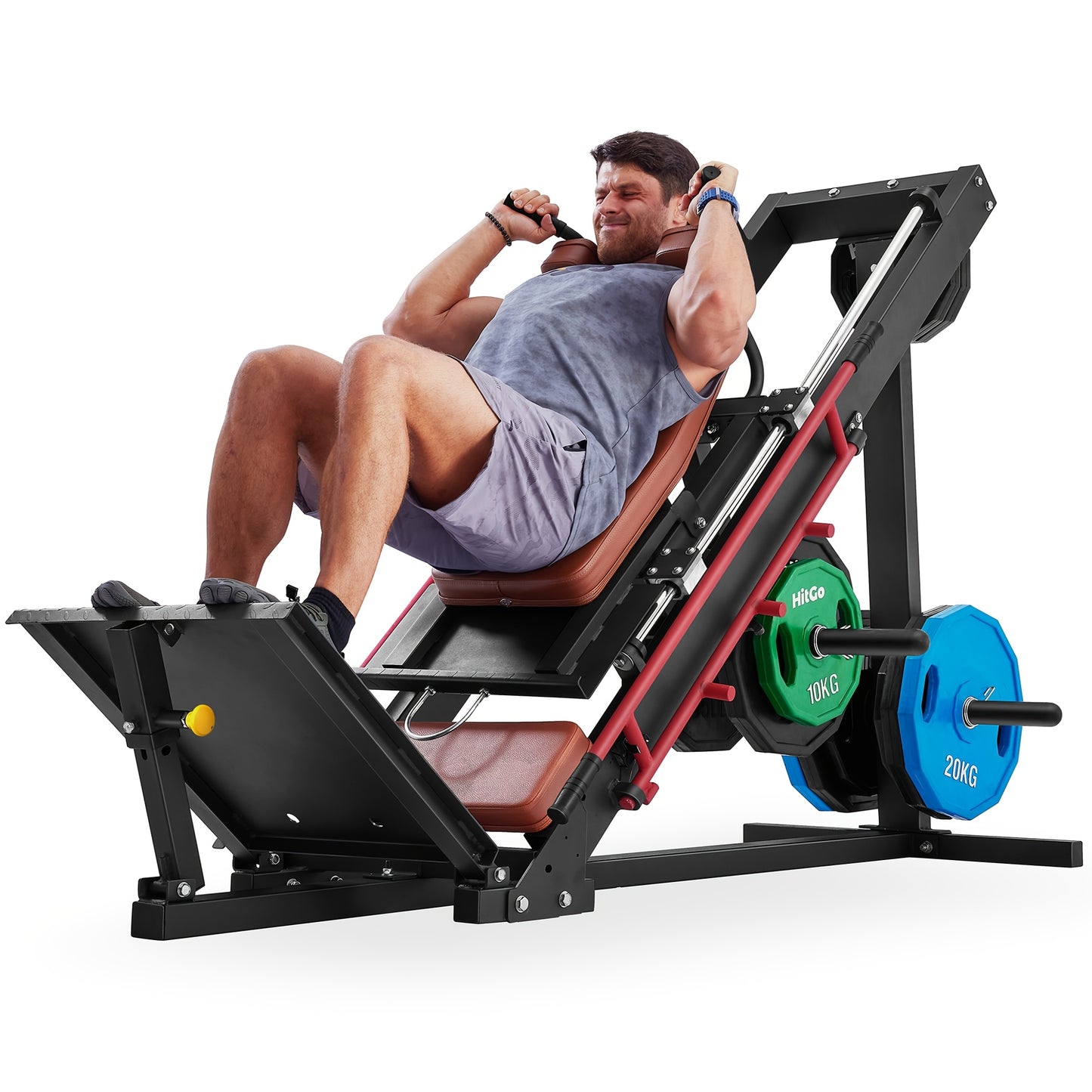 1 Hack Squat & Leg Press Combo Machine | Convertible Lower Body Trainer with Heavy-Duty Steel Frame, Adjustable Footplate & Padded Seat, Available in and Grey