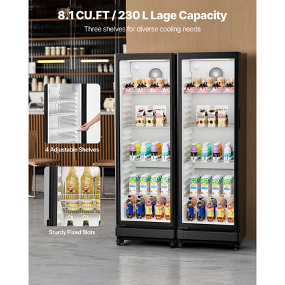 Commercial Merchandiser Refrigerator 5.7/8.1/11.47 CU.FT Glass Door Beverage Fridge