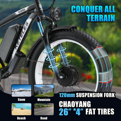 26" Electric Bike For Adults, 7 Speed Electric Scooter With 48V 1104Wh Removable Lithium-Ion Battery, 500W Brushless Motor, 19mph, Up To 50 Miles, Electric Dirt Bike, Dual Motor