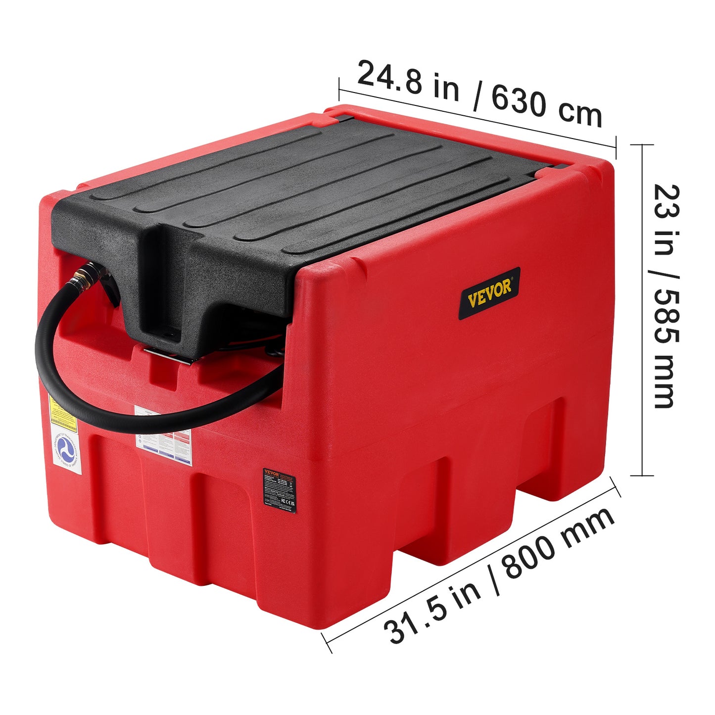 Portable Diesel Tank 48 Gal Fuel Tank with 12V Electric Transfer Pump Orange/Red