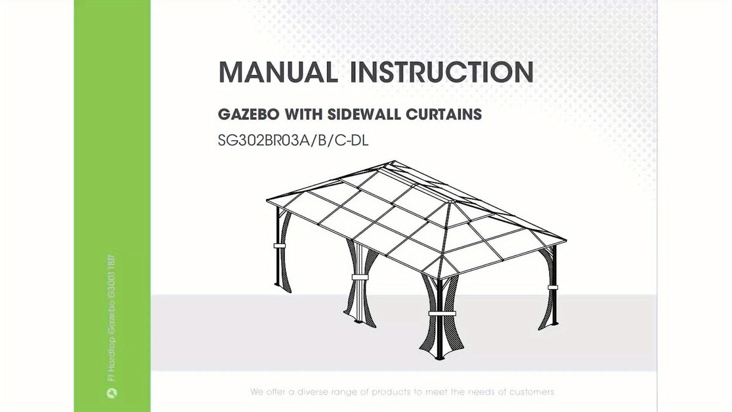 12'X20' Hardtop Gazebo, Aluminum Frame Permanent Pavilion with Curtains And Netting, Outdoor Polycarbonate Double Roof Canopy, for Patio, Lawns, Garden