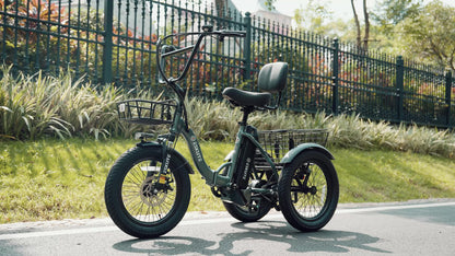 ESKUTE Tricycle for Adults, Folding Trike 18X3.0 Tire Ebike, 624Wh(48V 13AH) Removable Battery, Step-Thru 3 Wheel Electric Bicycle, Up to 55 Miles, Unisex