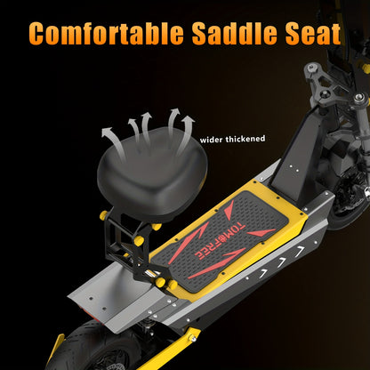 Tomofree Adult Electric Scooter, 60V35Ah 3-speed Range Of Approximately 75 Miles, 11 Inch Tires with Seats, Multiple Hydraulic Shock Absorbers with A Maximum Load Capacity Of 300 Pounds, Front Headlights, Foldable, LCD Display Screen