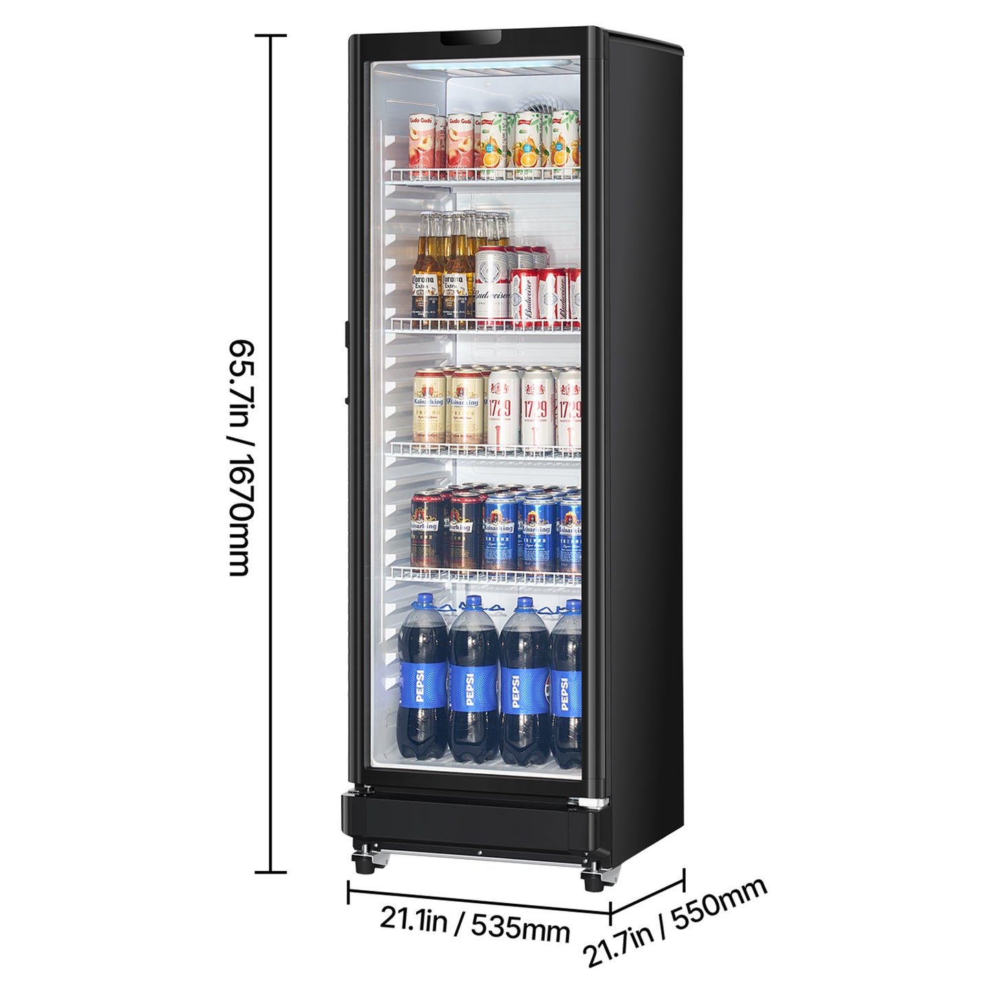 Commercial Merchandiser Refrigerator 5.7/8.1/11.47 CU.FT Glass Door Beverage Fridge