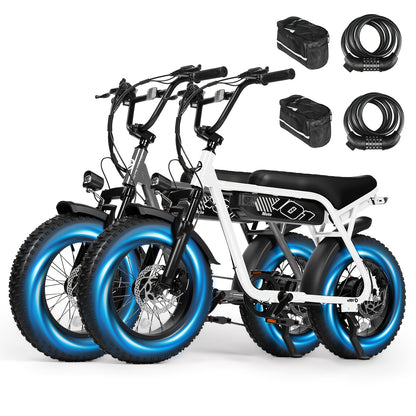 2 Pack ESKUTE's Latest 2026 Electric Bicycle Model for Adults/Teens - Removable Battery Electric Bike, 16" ×4" Tire, 749W Peak Motor, 48V 13Ah Removable Battery, 7-Speed, The Best Choice for Gifts, Includes Free Phone Bag and Combination Lock