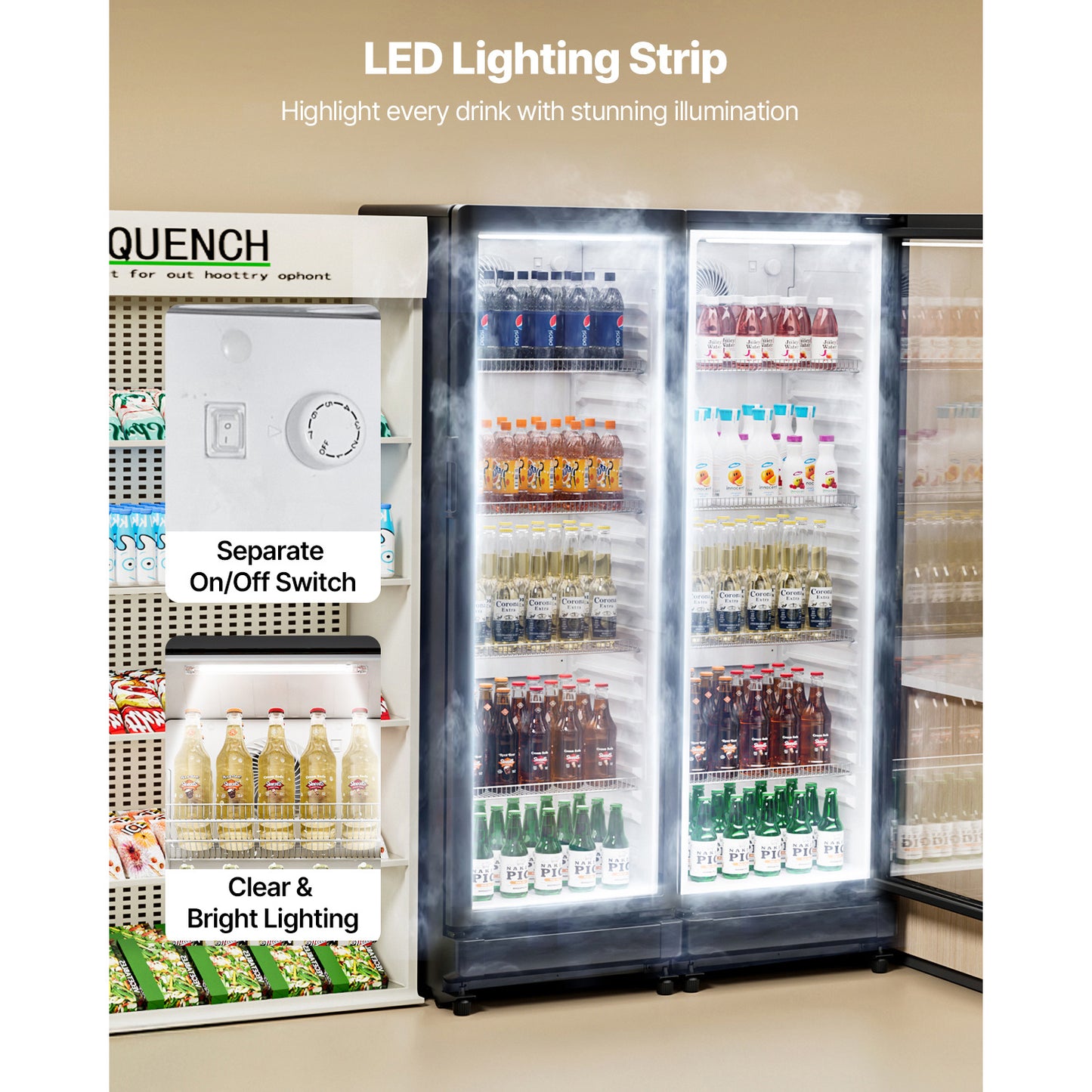 Commercial Merchandiser Refrigerator 5.7/8.1/11.47 CU.FT Glass Door Beverage Fridge