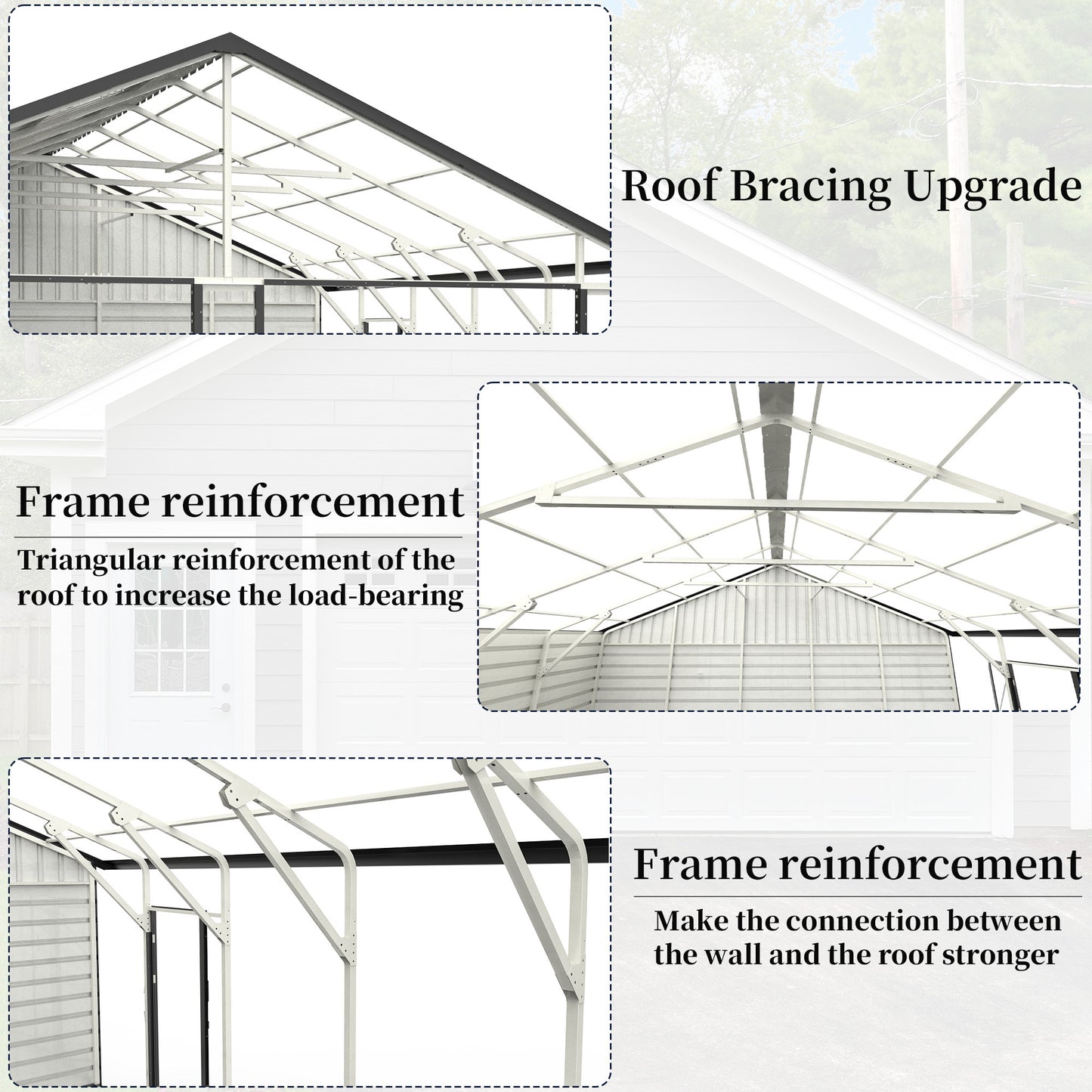 Chery Industrial 23'x22' & 10'x20' & 13'x20' Metal Garage Sheds with Side Door, Double Doors Galvanized Steel Storage Buildings
