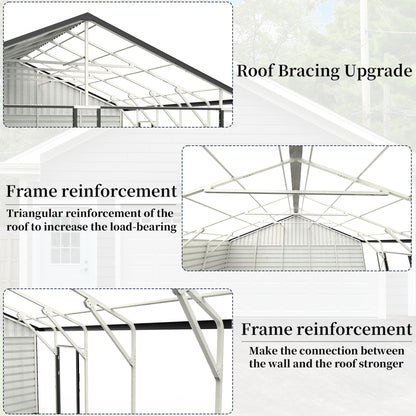 Chery Industrial 23'x22' & 10'x20' & 13'x20' Metal Garage Sheds with Side Door, Double Doors Galvanized Steel Storage Buildings