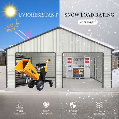 Chery Industrial 23'x22' & 10'x20' & 13'x20' Metal Garage Sheds with Side Door, Double Doors Galvanized Steel Storage Buildings