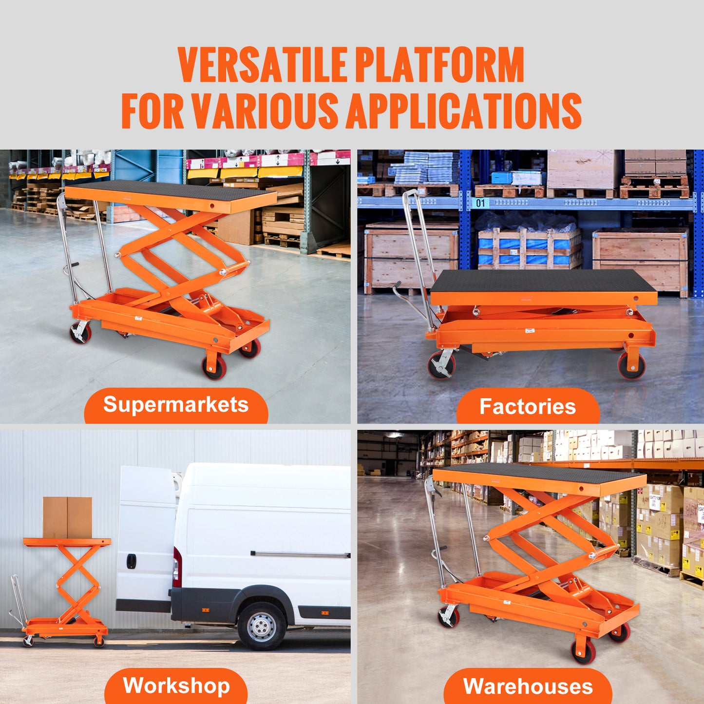 Hydraulic Lift Table Cart, 770/1760lbs Capacity 59" Lifting Height, Manual Double Scissor Lift Table with 4 Wheels and Non-slip Pad, Hydraulic Scissor Cart for Material Handling and Transportation