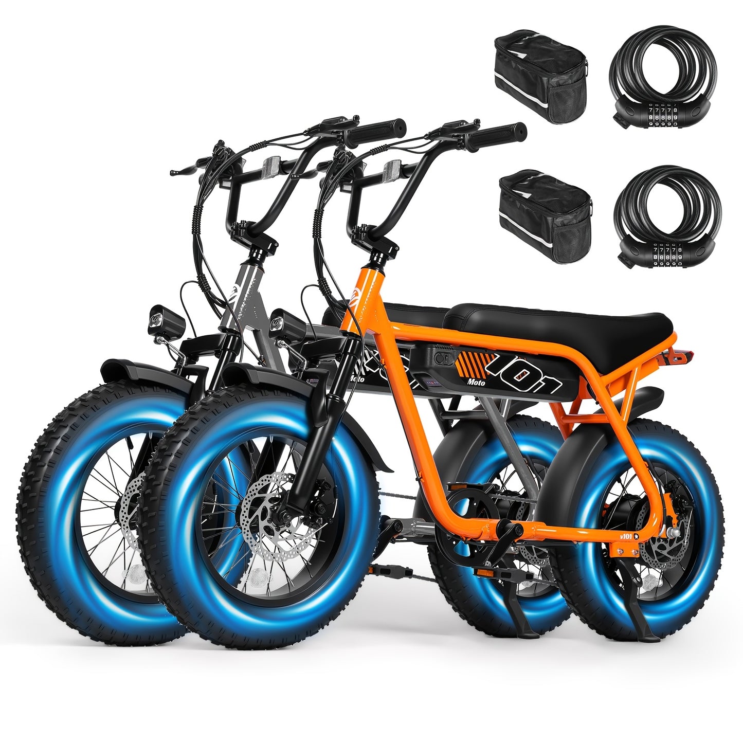 2 Pack ESKUTE's Latest 2026 Electric Bicycle Model for Adults/Teens - Removable Battery Electric Bike, 16" ×4" Tire, 749W Peak Motor, 48V 13Ah Removable Battery, 7-Speed, The Best Choice for Gifts, Includes Free Phone Bag and Combination Lock