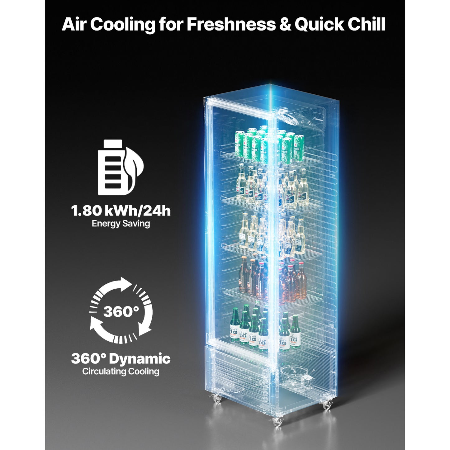 Commercial Merchandiser Refrigerator 5.7/8.1/11.47 CU.FT Glass Door Beverage Fridge