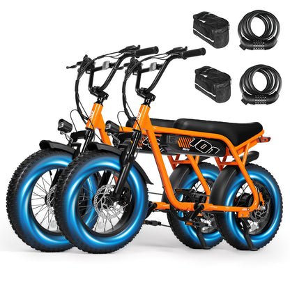 2 Pack ESKUTE's Latest 2026 Electric Bicycle Model for Adults/Teens - Removable Battery Electric Bike, 16" ×4" Tire, 749W Peak Motor, 48V 13Ah Removable Battery, 7-Speed, The Best Choice for Gifts, Includes Free Phone Bag and Combination Lock