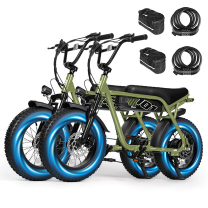 2 Pack ESKUTE's Latest 2026 Electric Bicycle Model for Adults/Teens - Removable Battery Electric Bike, 16" ×4" Tire, 749W Peak Motor, 48V 13Ah Removable Battery, 7-Speed, The Best Choice for Gifts, Includes Free Phone Bag and Combination Lock