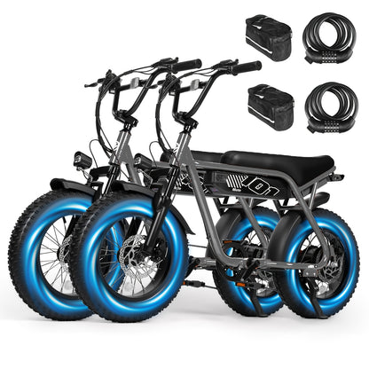 2 Pack ESKUTE's Latest 2026 Electric Bicycle Model for Adults/Teens - Removable Battery Electric Bike, 16" ×4" Tire, 749W Peak Motor, 48V 13Ah Removable Battery, 7-Speed, The Best Choice for Gifts, Includes Free Phone Bag and Combination Lock