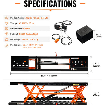 Portable Car Lift, Capable Of Lifting 7000 LBS/5000 LBS Quick Jack With A Maximum Height Of 28", Car Lifts For Home Garage And Shop, Black