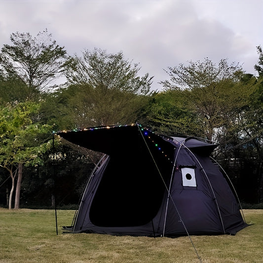 Outdoor Camping Spherical Tent Dome Black Glue Thickened Sunshade Large Space with Chimney