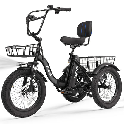(June Member Day Priority Shopping)ESKUTE E Three-wheeled Electric Bicycle, Folding Electric Tricycle, 18X3.0 Wide Tires, Long-range 624Wh Battery