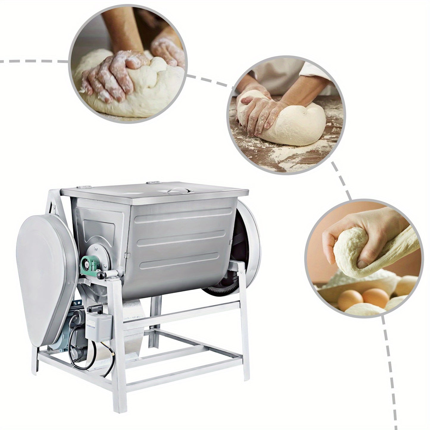 110V Commercial Dough Mixer, Electric Stand Heavy Duty Pizza Dough Mixer Flour Mixer, Max Mixed Dough 33.07LB/ 30QT, for Homes, Restaurants and Other Places