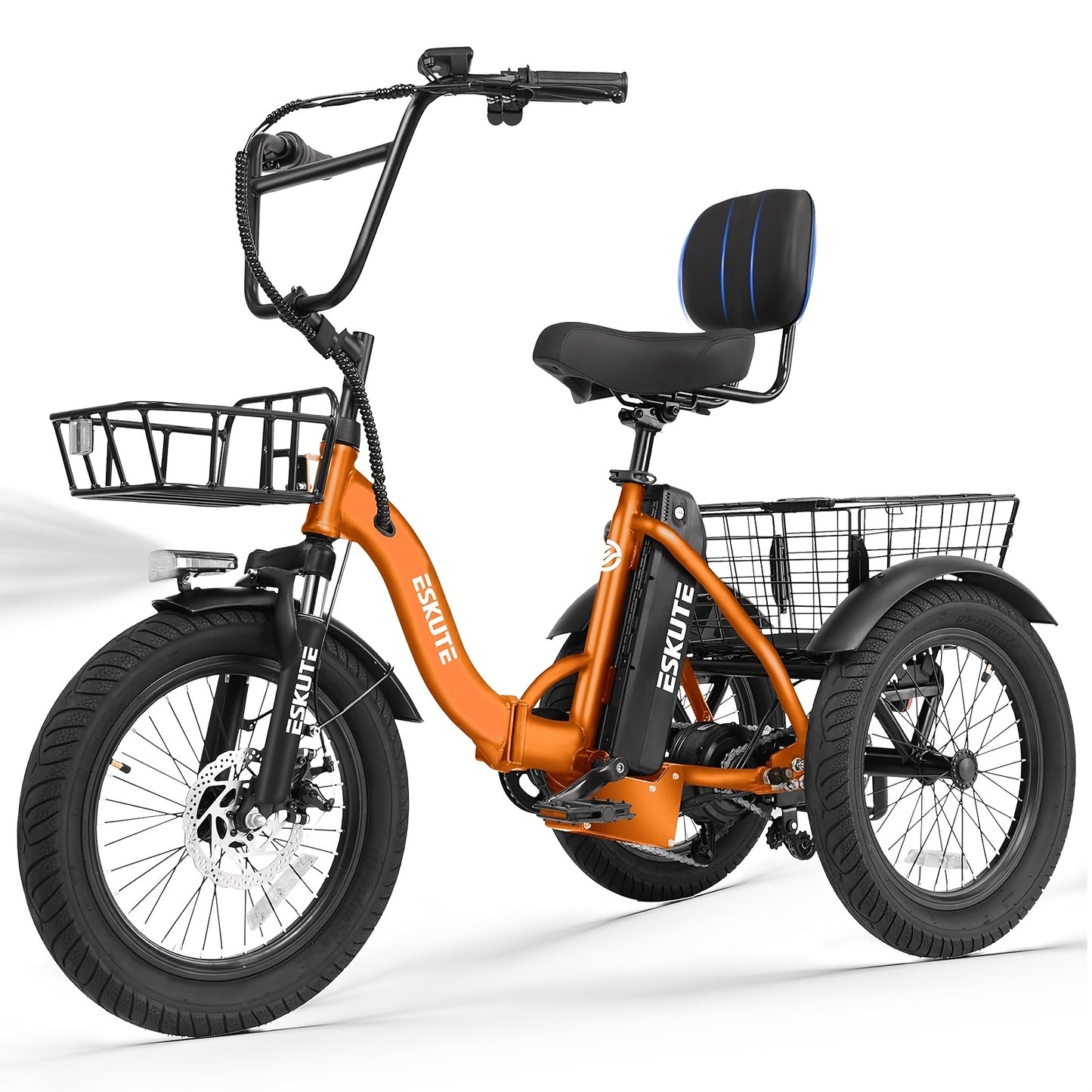 (June Member Day Priority Shopping)ESKUTE E Three-wheeled Electric Bicycle, Folding Electric Tricycle, 18X3.0 Wide Tires, Long-range 624Wh Battery