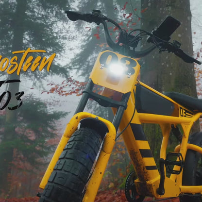 Hardcore Off-road Electric Bike, Featuring a Full Suspension System and Hydraulic Brakes to Conquer Rugged Mountain Trails. Equipped with 20"x4.0" Wide Tires and a 48V 18Ah Battery for 40-60 Miles of Range, This 7-speed All-terrain Beast