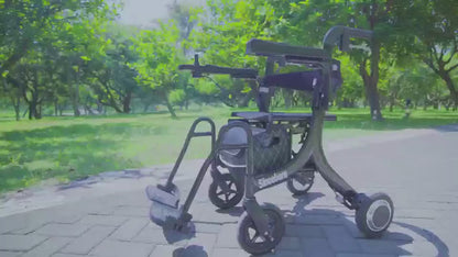 Sinceborn 4in 1 Rollator Walker Electric Wheelchair Combo, Electric Rollator Walker with Power Assist, Foldable Lightweight Transport Wheelchair, 600W Magnesium Alloy Motor Ideal for Elderly Rehab