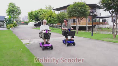 4-Wheel Electric Scooter for Adults And Seniors, 300W Motor, 24V 12Ah Battery, 4 MPH Max Speed, 10 Mile Range, Lightweight Foldable Travel Scooter with LED Lights, Storage Bag And Charger, No Assembly