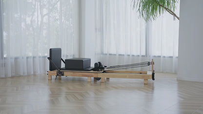 Pilates Reformer Machine, Wood Pilates Machine Bed Yoga Exercise Strength Training Equipment For Home Workout