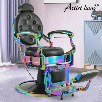 Retro Barber Chair Heavy Duty Barber Chairs Vintage Salon Chair Hydraulic Recline Beauty Spa Styling Equipment Rounded Cushioning with Puckered Button, Valentine'S Day And Other Festivals