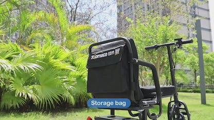 Adult Electric Scooter for Seniors, Lightweight Folding 3-Wheel Mobility E-Trike with 700W Dual Motor, Ergonomic Seat, Removable Battery, And Storage Basket - Black